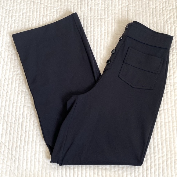 Halara High Waisted Button Multiple Pockets Straight Leg Casual Pants in Black - Picture 2 of 5